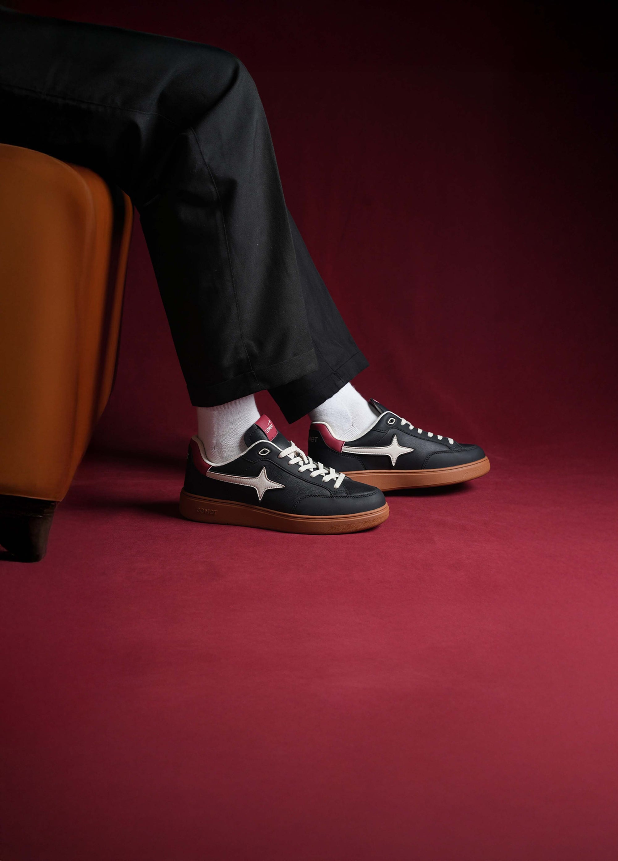 Person wearing Comet shoes on feet